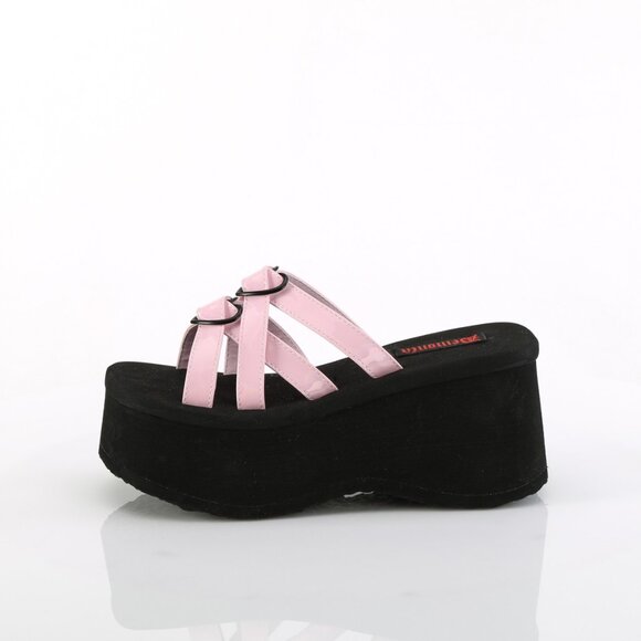 Demonia Funn 15 Pink and Black Platform Sandals - Picture 3 of 5